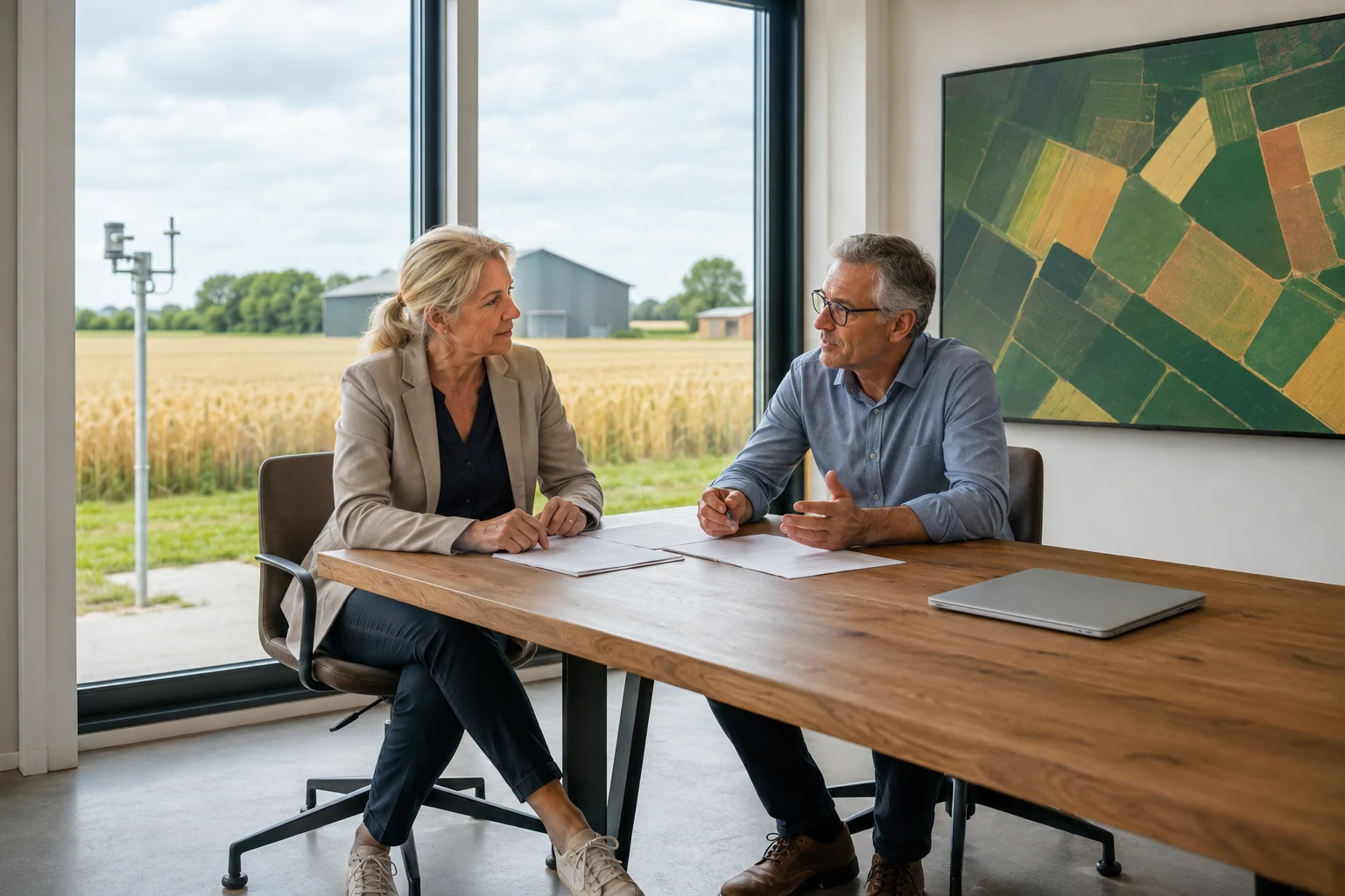 Inhaber besprechen die Nachfolge eines Agrarsoftware-Unternehmens
